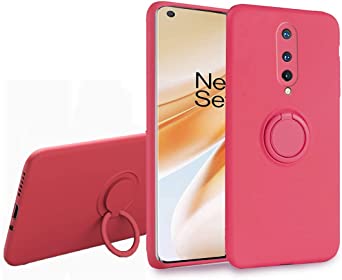 OnePlus 8 Case, Ultra-Thin [with 360 ° Kickstand] Rotating Ring Case [Shockproof Protection] Protective Cover [Silicone Soft TPU] Compatible with OnePlus8 (Red, 1 8)