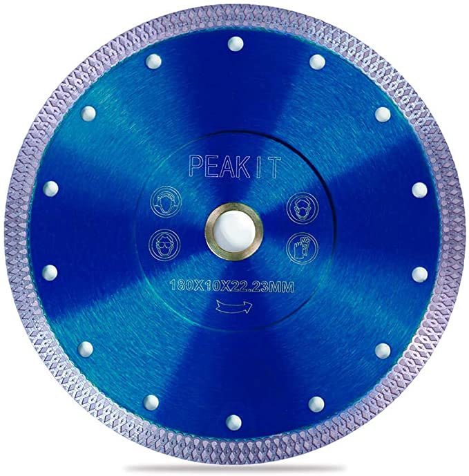 PEAKIT 7 Inch Tile Saw Blade Dry Wet Cutting 7" Porcelain Diamond Tile Blade 7in Thin Ceramic Tile Cutter Blade Disc