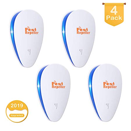 CIVPOWER Ultrasonic Pest Repeller Electronic Repellent Indoor Plug in,Pest Control of Insects Mice Ant Mosquito Spider Rodent Roach, Pest Defender for Children and Pets’ Safe (4 Packs)