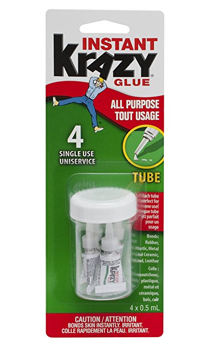 Krazy Glue All-Purpose Instant Glue Singles, 0.5ml, Pack of 4 (6155010582)