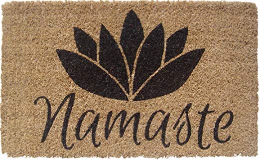 Entryways Namaste Handmade, Hand-Stenciled, All-Natural Coconut Fiber Coir Doormat 18" X 30" x .75"