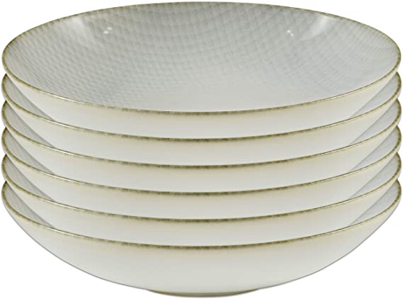 Amazon Brand – Rivet Marmount Modern Reactive-Glaze Stoneware 6-Piece Dinner Bowl Set, Grayscale Snake