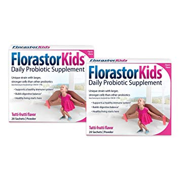 Florastor Daily Probiotic Supplements for Kids, 250 mg, 20 Sachets (Pack of 2)