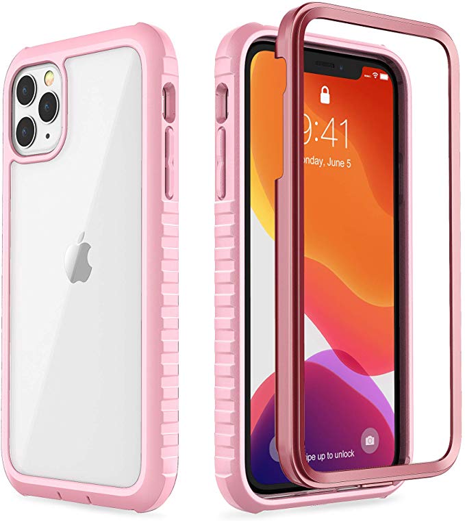 ULAK iPhone 11 Pro Max Case, Clear Designed Heavy Duty Protection Shockproof Rugged Cover Flexible Soft TPU Bumper Safe Grip Protective Cover for Apple iPhone 11 Pro Max (Rose Gold   Wine Red)