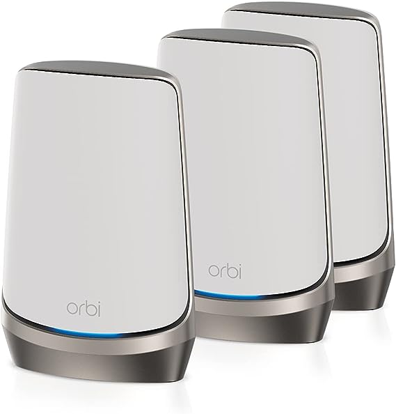 NETGEAR Orbi WiFi 6E Mesh System (RBKE963) – Quad-Band WiFi 6E Router with 2 Satellites | Coverage up to 7,500 sq. ft, 200 Devices | Ultra-Fast Speeds up to 10.8Gbps (AXE11000) | Simple Set Up