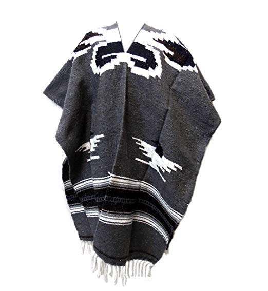 Authentic Mexican Poncho Reversible Cobija Blanket - Eagle Design