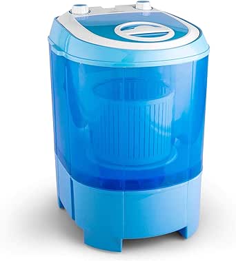 oneConcept SG003 - Camping Washer, Mini-Washer, Spin Dryer, Energy-Saving Toploader, 2.8 kg Capacity, 180 W, for Singles and Student households, Low Noise, Carrying Handle, economical, Blue