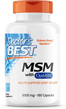 Doctor's Best MSM with OptiMSM, Non-GMO, Gluten Free, Joint Support, 1000 mg, 180 Caps