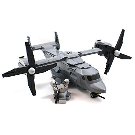 Osprey Military Transport Aircraft and Minifigure Soldiers - Building Block Toy