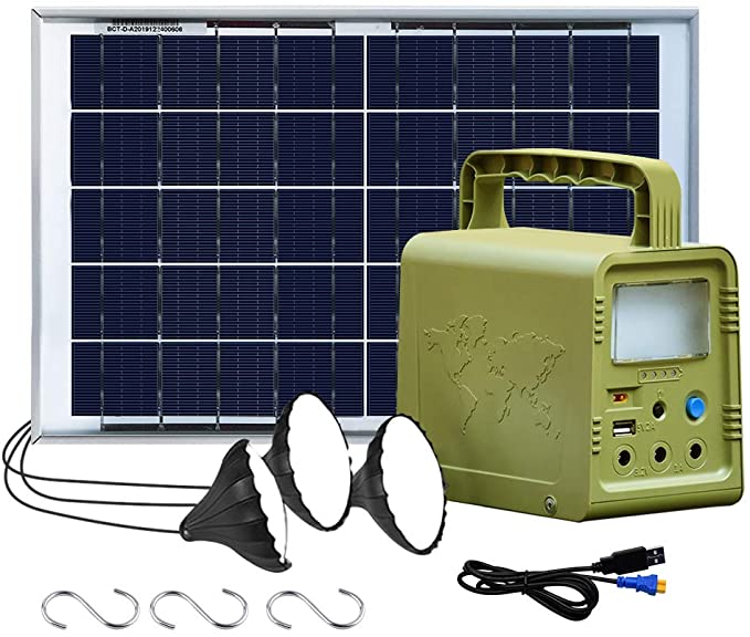18 W Solar Power Generator Lighting System, Solar Home DC System Kit Portable with Solar Panel, 3 LED Light Bulb for Emergency Power Supply,Home & Outdoor Camping, Hurricane, Power Outage, RV