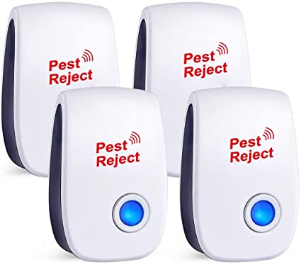 [2020 Upgraded ] Ultrasonic Pest Repeller, Plug-in Insect Repeller, 4 Pack Electronic Portable Pet Safe Device-Repels Away Fleas, Bugs,Mosquito, Mice, Insect, Ants, Spiders, Rat & More