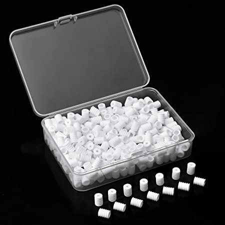 300 Pieces Adjustment Cord Locks Plastic Elastic Cord Buckles Anti-Slip Cord Buckles with Storage Box for Ear Rope Hat Earloop Buckles Supplie (White)
