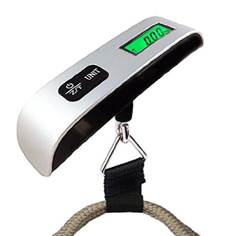 Digital Portable Luggage Hanging Scale with Temperature Sensor and Green Back Light LCD Display