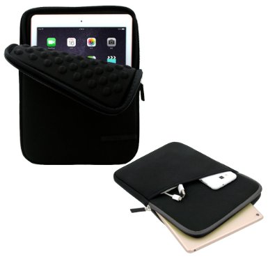 Lacdo 10.1-inch Waterproof Shockproof Neoprene Sleeve Case Cover Protective Pouch Bag for Apple iPad Air / iPad Air 2 With Retina Display / iPad 4 3 2 / Samsung Galaxy Tab 4, 3, Note Tablets / With Side Pocket Black/Black
