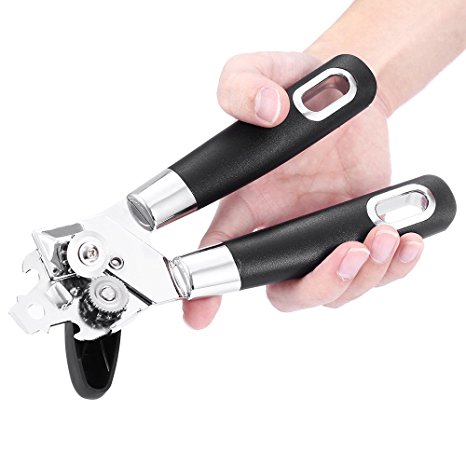 Manual Can Opener GEECOOK Built-in Can Opener Heavy duty Stainless Can Tin Opener Black