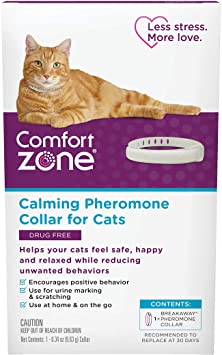 Comfort Zone Cat Calming Pheromone Collar, Anxiety & Stress Relief Aid, Breakaway Design, Grey, Single Pack