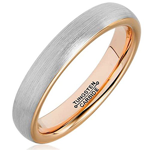 4MM Rose Gold Domed Tungsten Ring for Men Women Wedding Band Engagement Ring