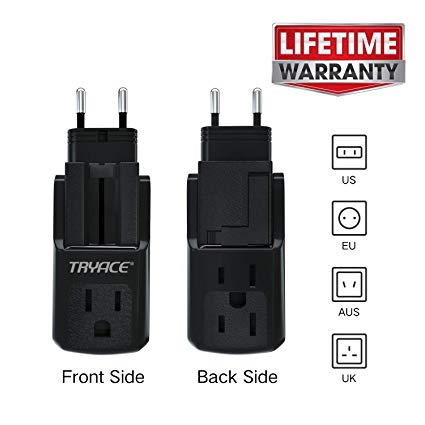 TRYACE Travel Adapter, Universal International Power Travel Adapters Worldwide All in One AC Outlet Power Plug Traveler Adaptor Charging Ports for US UK AU EU Over 200 Countries