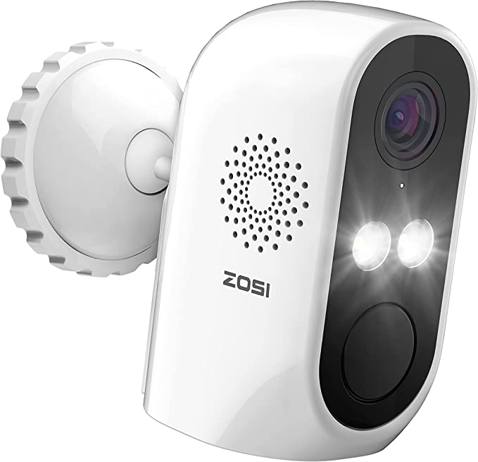 ZOSI C1 Wire Free Battery Security Camera, WiFi Rechargeable IP Cam with 2-Way Audio, Optional Color Night Vision, Human Detection, Remote APP, for Home Office Surveillance