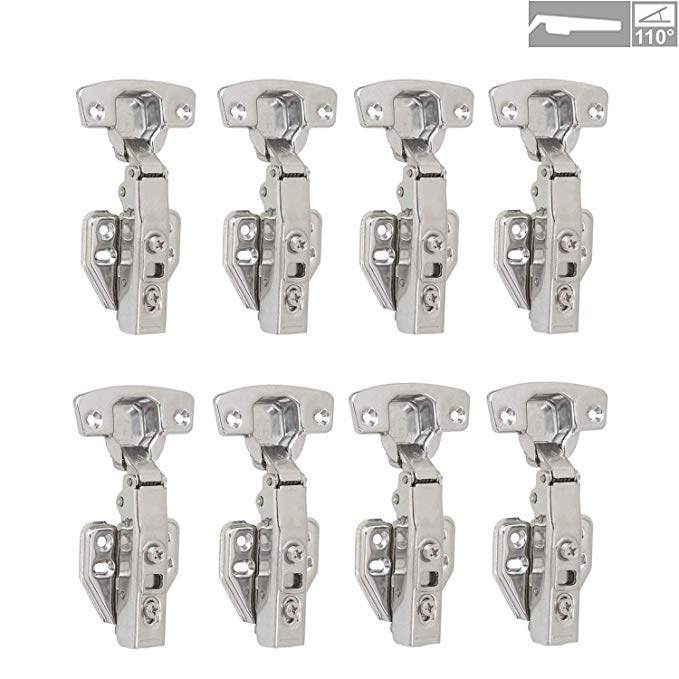 LOOTICH 110 Degree Kitchen Cabinet Cupboard Wardrobe Door Stardand Hinges with Integrated Soft Closing Mechanism Full Overlay Straight Arm Pack of 8
