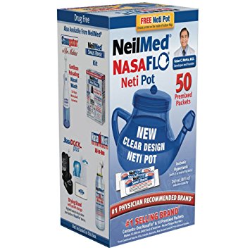 NeilMed NasaFlo Unbreakable Neti Pot with 50 Premixed Packets