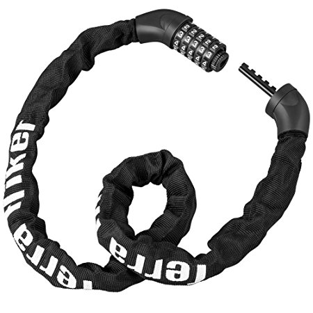 Terra Hiker Bike Chain Lock, Coiling 5-Digit Combination Lock for Bicycles, Keyless, Heavy Duty