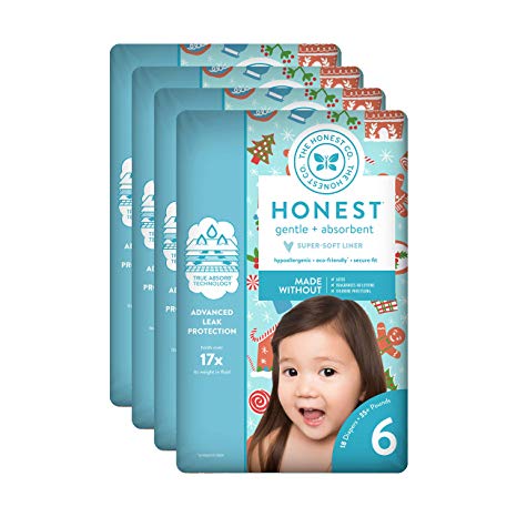 The Honest Company Baby Diapers with True Absorb Technology, Gingerbread Time, Size 6, 72 Count