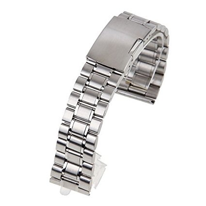 Topwell 22mm Men's Silver Watchband Stainless Steel Watch Bracelet Strap Replacement Metal Watchband