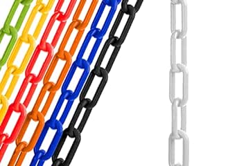 US Weight (Made in USA) 2" x 10' White Plastic Safety Chain ft. SunShield UV Resistant Technology