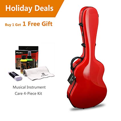 Crossrock CRF1000CRD Fiberglass Classical Guitar Case Hardshell- Backpack Style for 4/4 Full Size in Red