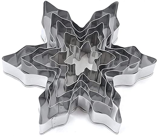 XYBAGS Snowflake Cookie Cutter Set - Stainless Steel Snowflake Shaped Cookie Candy Food Molds - 5 Piece
