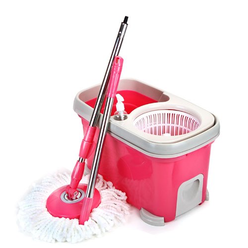 XtremepowerUS 360 Degree Easy Spin Spinning Mop and Spin Dry Bucket Handel W Spin ON OFF