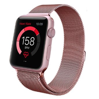 Apple Watch BandTeslasz 38mm Mesh Replacement Strap Stainless Steel Milanese Loop Strap Magnetic Buckle Wrist Band for Apple iWatch All Models Rose 38 MM