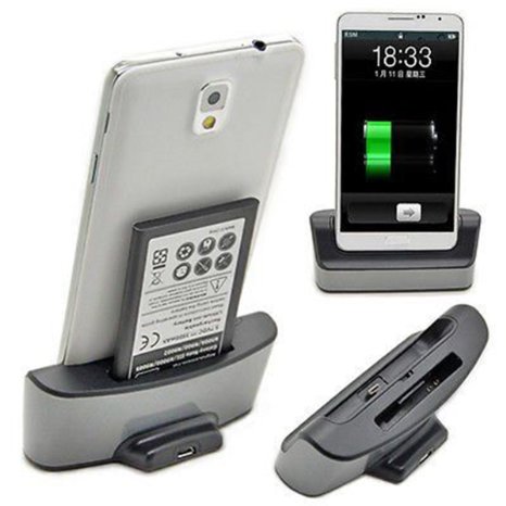 Dual Phone and Battery Charger Sync Dock Base Holder For Samsung Galaxy Note 3 III N9000