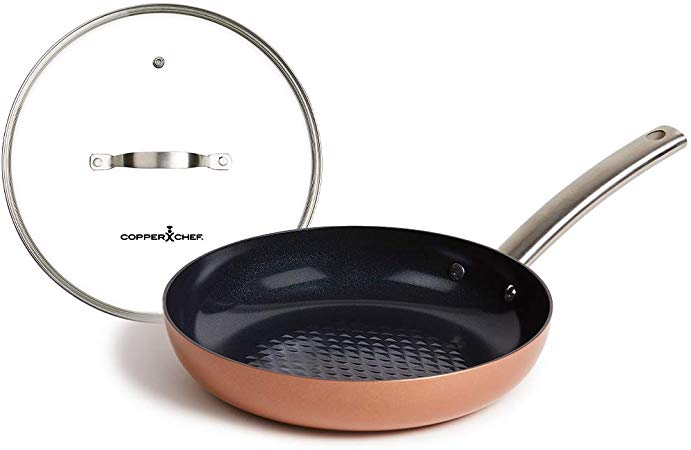 Copper Chef 10-Inch Frying Pan and lid Black Diamond with Non-Stick Coating, Induction Compatible Bottom, Large. Black Diamond Pan by Charles Oakley