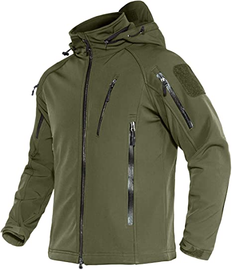MAGNIVIT Men's Tactical Jacket 8 Pockets Winter Water Resistant Softshell Hiking Military Coats Jackets