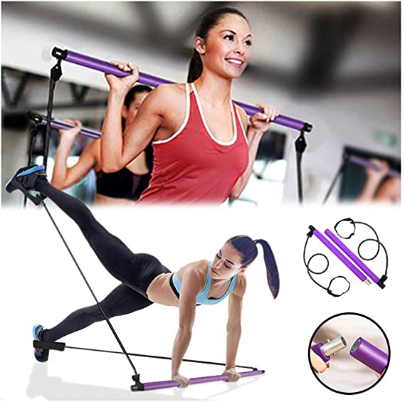 XI-g Pilates Resistance Band and Toning Bar Home Gym Portable Pilates Total Body Workout Yoga Fitness Stretch Sculpt