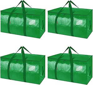 BALEINE 4-Pack Oversized Moving Bags with Reinforced Handles, Heavy-Duty Storage Tote for Clothes, Moving Supplies (Light Green, 4-Pack)