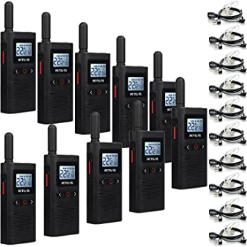 Retevis RB28 Walkie Talkies with Earpiece,Rechargeable 2 Way Radios with Large LCD Screen,1500mAh Battery USB-C Charging NOAA Alert,Portable Two Way Radio for School Dental Church Restaurant(10 Pack)