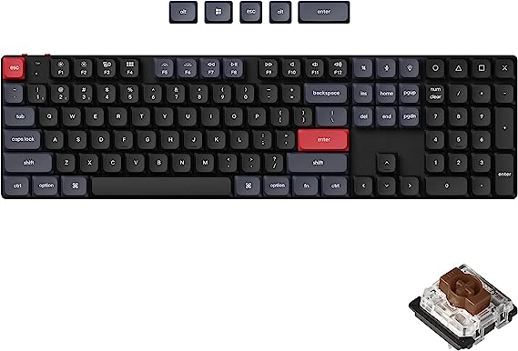 Keychron K5 Pro QMK/VIA Ultra-Slim Wireless Mechanical Keyboard, 108 Keys Custom Programmable Wired Keyboard with Low-Profile Gateron Brown Switch, White LED Backlit PBT Keycaps for Mac Windows Linux