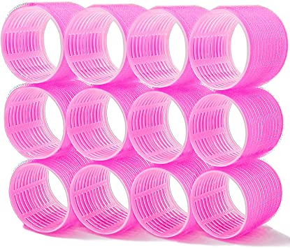 Super Jumbo Hair Rollers, 12 Pack Self Grip Salon Hairdressing Curlers, Hair Curlers Sets, DIY Curly Hairstyle for Long Hair, Colors May Vary, Jumbo Plus