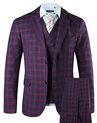 Hanayome Men's 3 PC Casual Stylish Suit Blazer Jacket Tux Vest & Trousers