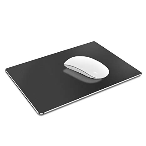 FINEST  Large Aluminium Mouse Pad for Gaming Water-resistance Non-Slip Rubber Base Micro Sand Blasting Resistant to Dirty Easy to Clean Mouse Pad Aluminium Surface for Fast and Accurate Control(Black)