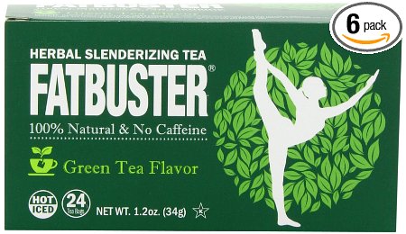 Fatbuster Herbal Slenderizing Tea Green Tea Flavor - Weight Loss Diet Tea, 24-Count Tea Bags (Pack of 6)