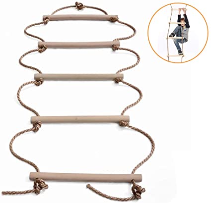 MelkTemn Climbing Rope Ladder for Kids Playground Ladder Rope Kids Ladder Climb with 5 Wooden Rungs for Climbing Frame,Tree House, Playground and Swing Accessories