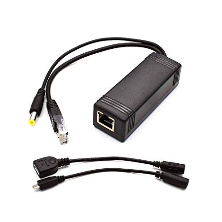 PLUSPOE Micro USB Active 5 volt IEEE 802.3af PoE Splitter for Remote USB Power over Ethernet to Tablets, Dropcam, Nest Cam or Raspberry Pi, Use with 10/100M PoE Switches or PoE injectors