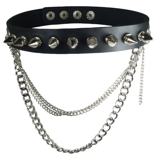 VO Choker Necklaces - Black 90s Gothic Multi Chain Studded Spiked Collar – Exact Fit