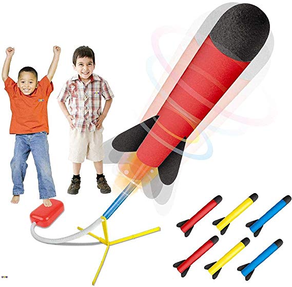 FairCargo AIR Rocket is great for outdoor PLAY Toy Rocket Launcher JUMP Rocket Set includes 6 ROCKETS Play Rocket soars up to 100 feet Launching Missile Launcher The best gift for boys and girls