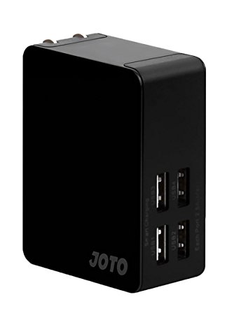 JOTO 4 Ports USB Wall Charger Power Adapter (25W/5A) with Smart IC Intelligent High Speed Charging, Portable USB Travel Charger for Apple, Android and all other USB Powered Mobile Devices (4 outlets USB Travel Charger) (Black)