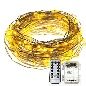 WERTIOO LED String Lights Battery Powered with Remote Control,16FT 50 leds Waterproof Indoor/Outdoor Copper Wire Christmas Tree Timer Rope Lighting for bedroom,Parties(5m,Warm White) Discount